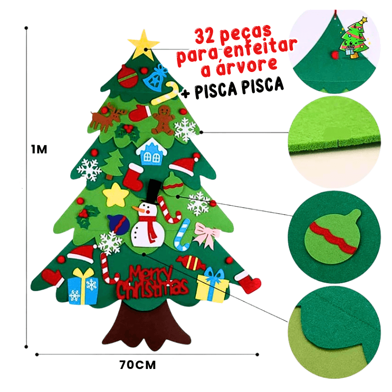 Árvore de Natal em Velcro 32 peças + pisca pisca