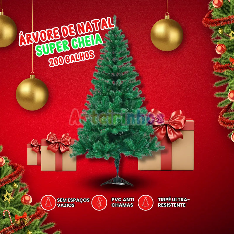 Árvore De Natal Super Cheia com 200 Galhos - 150cm
