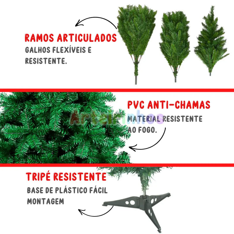 Árvore De Natal Super Cheia com 200 Galhos - 150cm