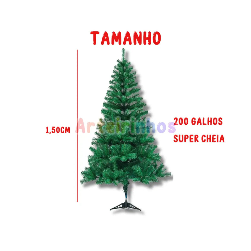 Árvore De Natal Super Cheia com 200 Galhos - 150cm