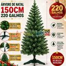 Árvore de Natal Decorada 150cm – 220 Galhos com Pisca LED