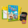 Livro Bilíngue Toque e Som + Lousa Mágica + 36 canetas (3 em 1)