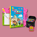 Livro Bilíngue Toque e Som + Lousa Mágica + 36 canetas (3 em 1)
