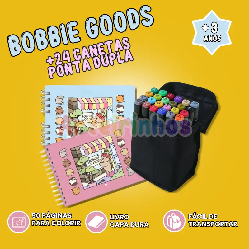 Kit Bobbie Goods + 24 Canetas Ponta Dupla