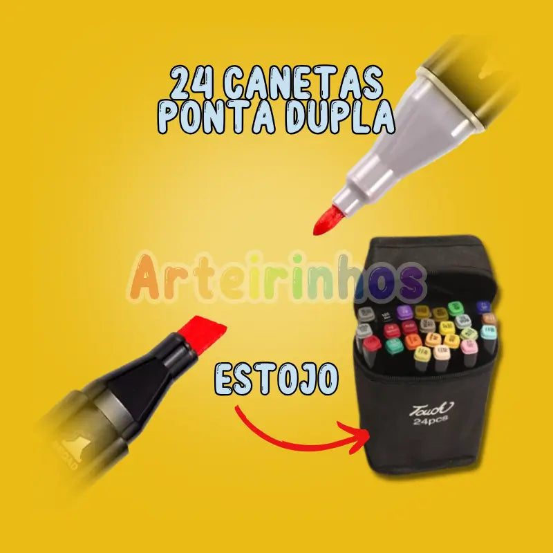 Kit Bobbie Goods + 24 Canetas ponta dupla