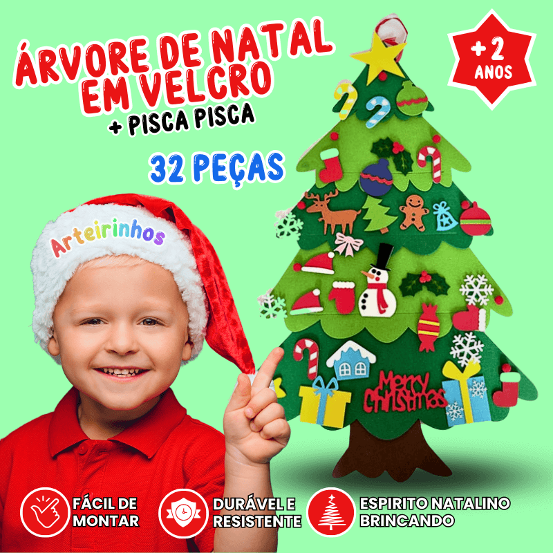 Árvore de Natal em Velcro 32 peças + pisca pisca