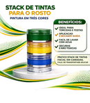 Pintura Facial - Verde, Amarelo e Azul - Maquiagem para Torcedor